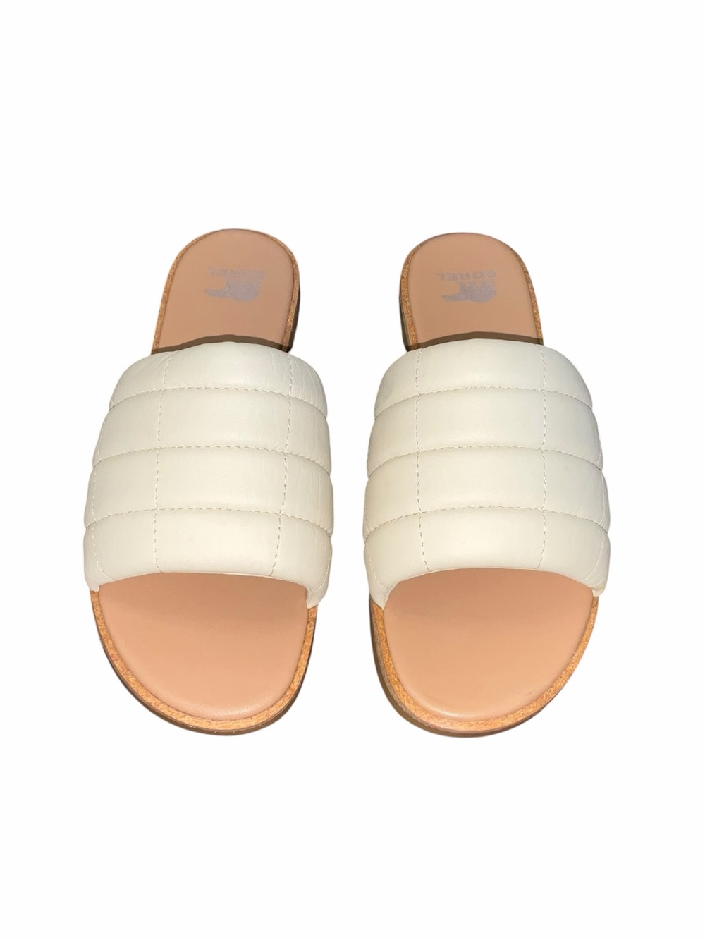 Sorel Kinetic Impact Puffy Slide Sandals Cream Ivory Women’s Size 9.5